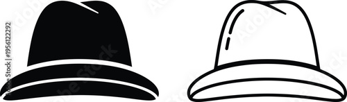 Black and white hats with white outline Vector