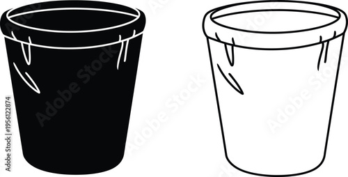 Black and white plastic buckets Vector