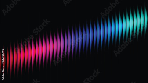 Diagonal neon gradient wave background with glowing red magenta blue and cyan vertical stripes