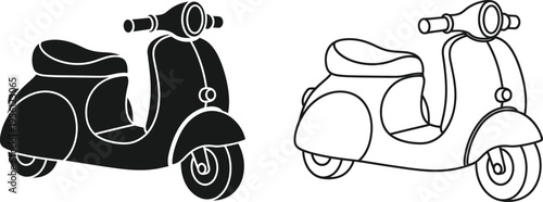Vintage scooters line art illustration Vector