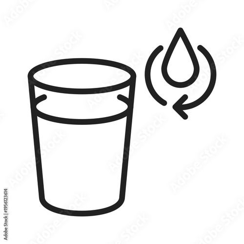 Hydration Water Glass Line Icon