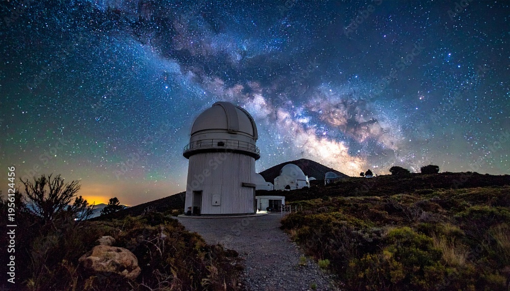 Obraz premium mountain observatory with a giant telescope under a clear 