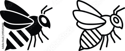 Black and white bees vector illustration Vector
