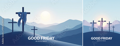 Elegant Good friday with cross background, Good friday holy week background for banner and social meida template