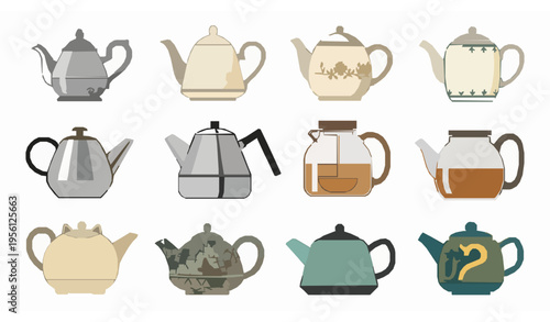 Tea Teapot Vector Set – Flat Design Collection for Websites and Apps