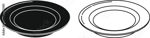 Black and white plates side by side Vector