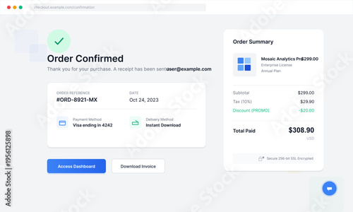 Order Confirmation Website Page UI