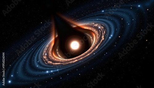 Vivid Depiction of a Cosmic Phenomenon: Swirling Accretion Disc Around a Collapsing Celestial Black Hole in Deep Space