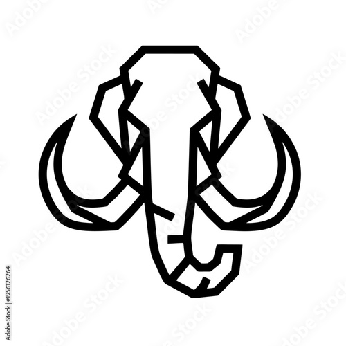 Modern Tech Style Mammoth Logo, Simple Geometric Head, Vector Illustration