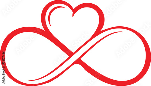 A romantic red heart symbol on a white background designed as a vector illustration for a Valentine's Day wedding card celebration of love and passion