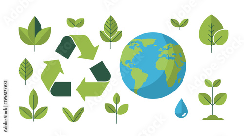 Ecology and Environment Flat Design Vector Icon Set