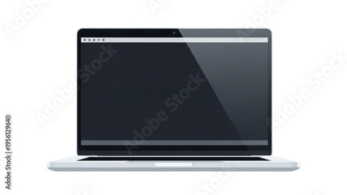 A sleek laptop sits on a surface with its screen on.
