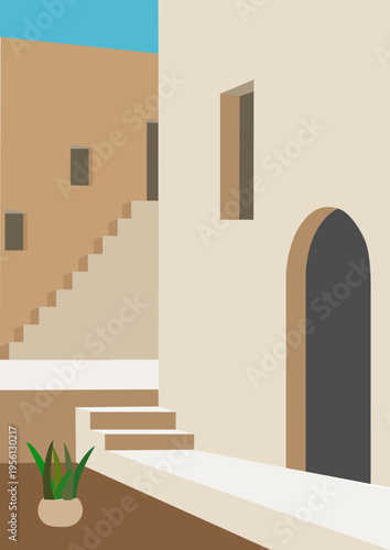 Mediterranean Alleyway Illustration