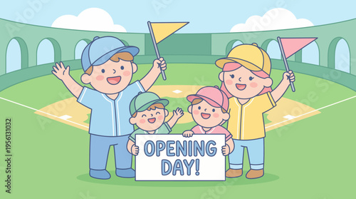 Celebrating the grand opening day of a sports field with happy families