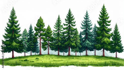 Minimalist vector illustration of glossy red cherries with green leaves arranged in natural clusters isolated on white background