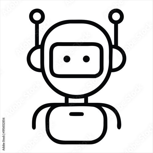 A stylized robot illustration with a minimalist and friendly design Vector