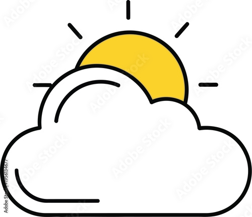 Simple illustration of a sun peeking out from behind a cloud