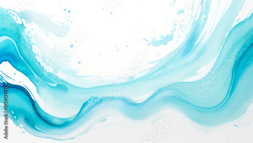 Abstract aquatic art flowing wave in blue and turquoise and fluid motion and artistic imagery and elegant pattern and modern decoration and watercolor texture and tranquil feel and creative design 