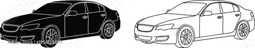 Black and white cars side by side comparison Vector