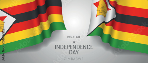 Zimbabwe happy independence day greeting card, banner with template text vector illustration