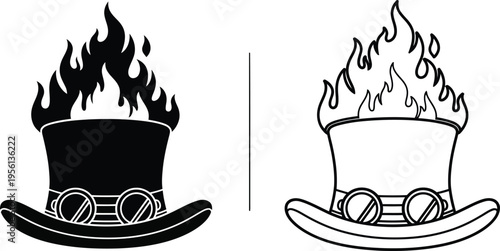 Fire hats flaming top hats Vector
