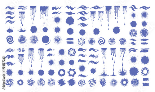 Collection of various blue microscopic biological cell and organism structures.