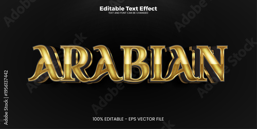 Arabian Gold editable text effect in modern trend style