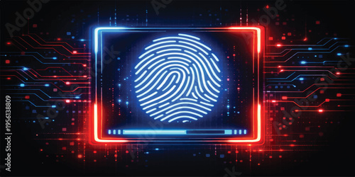 digital fingerprint identity scan on a binary code technology background representing security and biometric identification