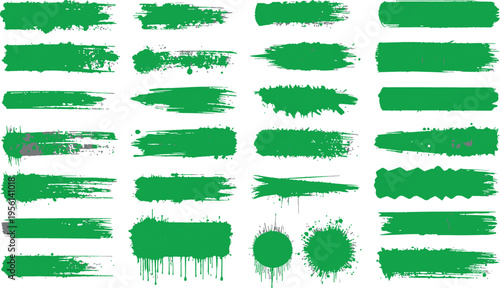 Green Brush Strokes Collection: A dynamic collection of vibrant green brush strokes, offering a diverse array of shapes and textures.