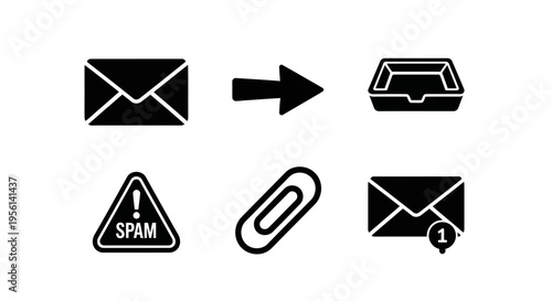 Email Icons: Spam, Attachment, New Message, Inbox, Forwarding