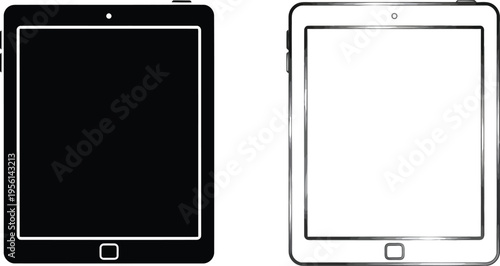 Black and white tablet computers Vector