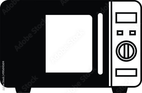 Microwave oven icon black and white Vector