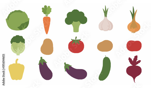 Cute vegetable characters vector set children style smiling food illustration