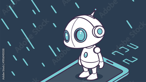 AI Generated Business Robot and Human Collaboration Concept Illustration Set