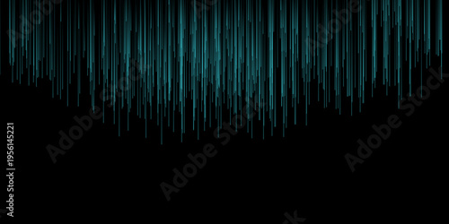 Abstract dark background with bright elements. Soundtrack, colored iceberg. Abstract background with vertical, vibrant, colored, glowing lines on black. 