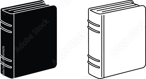 Black and white book illustrations side by side Vector