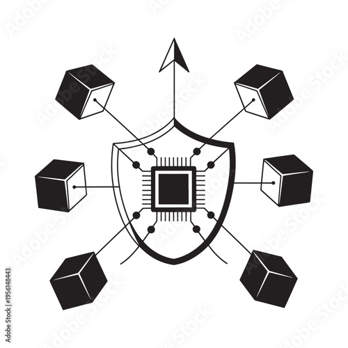A shield design incorporating a microchip and connected cubic elements