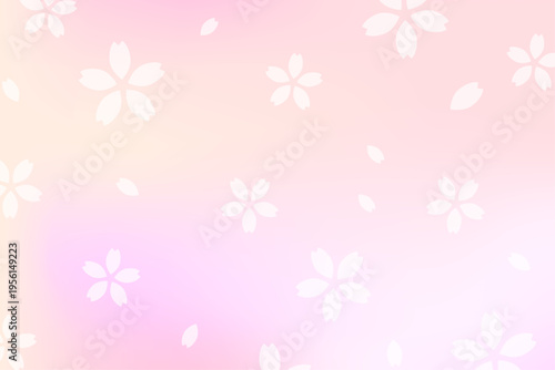 桜の花柄グラデーション背景 春の和風デザインパターン素材 ピンク