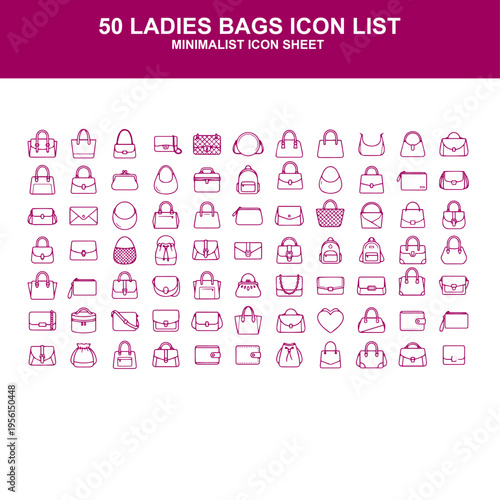 50 Ladies' Bags- Minimalist Icon Sheet