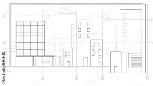 Architects create detailed cityscape with buildings and blueprints on paper