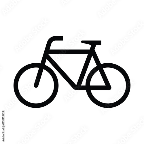 Bicycle Icon Black Glyph Vector Cycling Symbol Minimal Bike Illustration