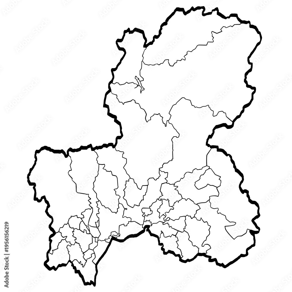 Fototapeta premium 岐阜県地図 筆タッチ 市町村区分 和風 中部地方 日本 / A brushstroke map of Gifu prefecture 2