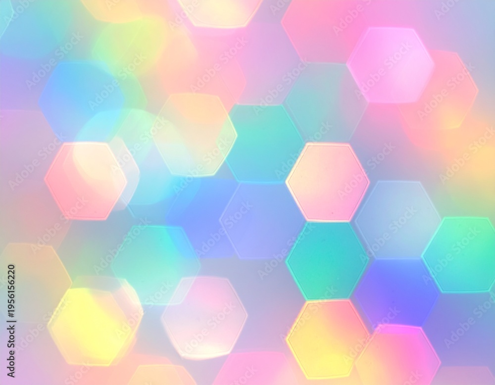 Fototapeta premium hexagonal bokeh shapes background rainbow light colors