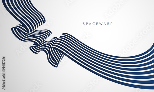 Bent stripes in 3D perspective vector abstract background, curve lines wallpaper abstraction, road speed highway design, minimal graphic design.