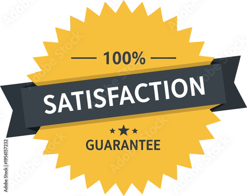 100 Percent Satisfaction Guarantee Badge Vector Design for E commerce Trust and Customer Service Marketing