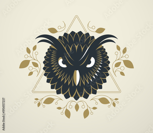Dark owl symbolizing night vision, stealth and silent control, conveying mystery, alertness and hidden power, perfect for security, surveillance and shadow-themed brands.