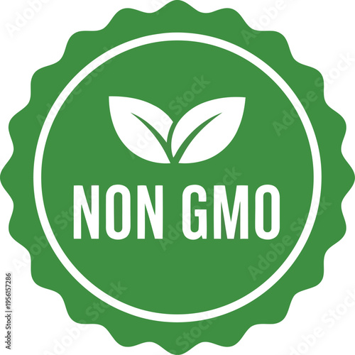 Green Non GMO Certified Stamp Icon for Natural Organic Food Product Labeling and Branding Design