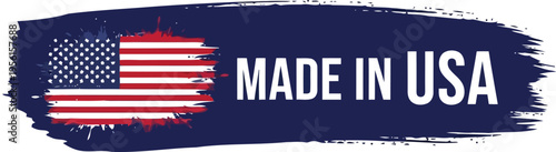 Made in USA Grunge Label With American Flag Design For Product Packaging And Branding