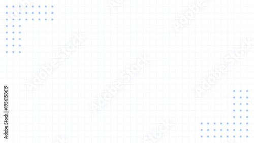 テクノロジーやビジネスに使えるデジタルグリッドの背景イラスト 16:9。シンプルなグリッド背景 水色のドット装飾付き ビジネス資料やバナーに最適（1920×1080）。UI向けグリッド背景。