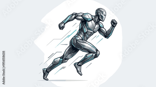 Futuristic Robot Runner Speed Motion Abstract Background